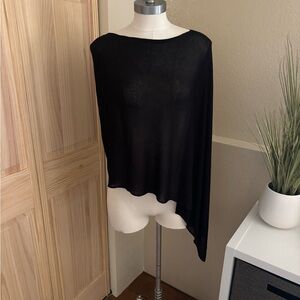 Elegant Black Asymmetrical Poncho